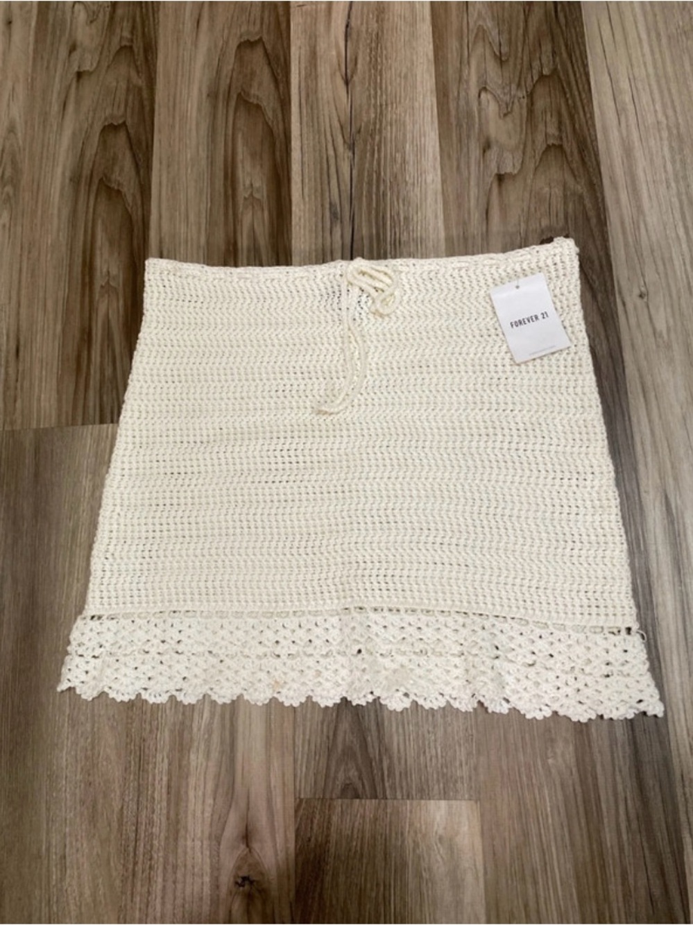 Forever 21 Ivory Crochet Mini Skirt with Scallop Hem